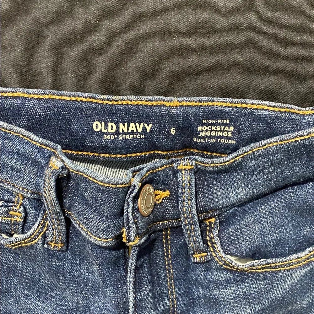 Old Navy Girls High Rise Rockstar Dark Blue Ripped Skinny Jeans